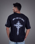 Gothic Cross Oversized T-Shirt – 240 GSM Drop Shoulder | TNGS Clothing