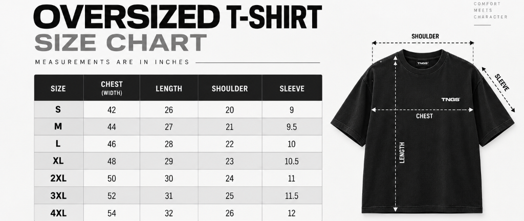 Oversized T-Shirt Size Chart