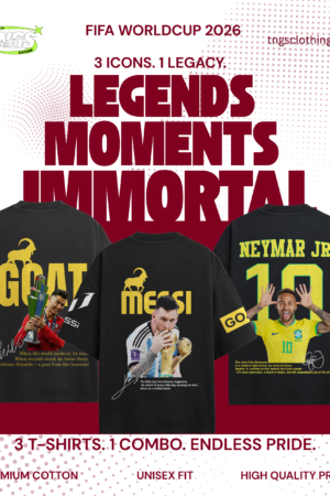 Football Legends Oversized T-Shirt Combo Pack of 3 | Premium Cotton Graphic Streetwear Tees