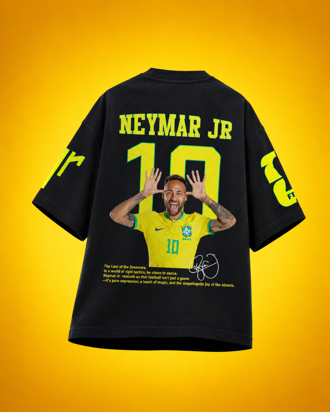 Neymar Jr No.10 Brazil Oversized Graphic T-Shirt – Black