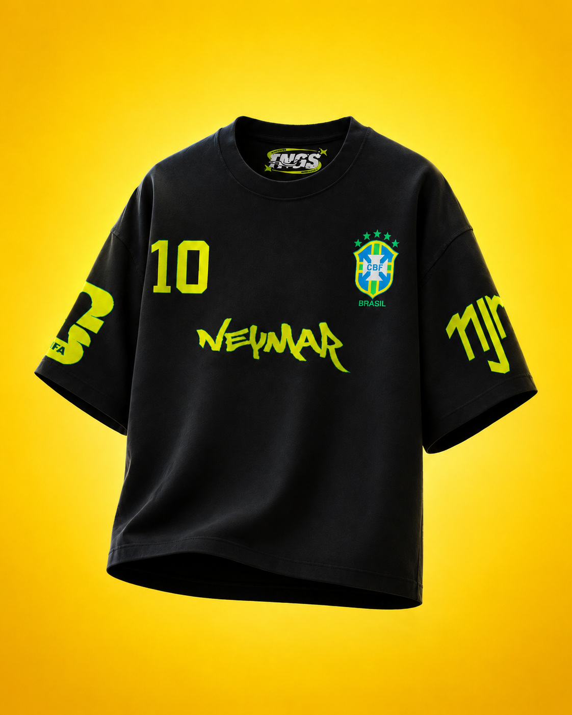 Neymar Jr No.10 Brazil Oversized Graphic T-Shirt – Black - Image 2